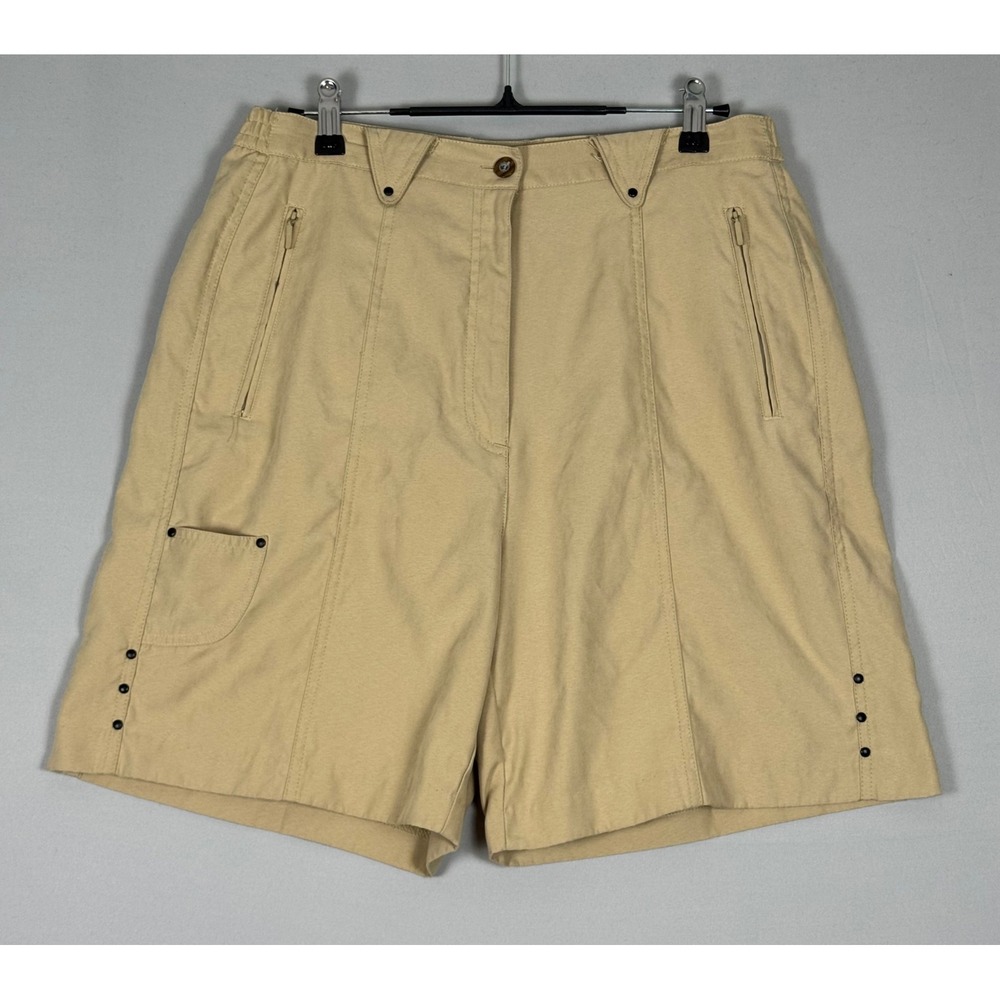 Jamie Sadock Golf Shorts Women 12 Tan Vintage Y2K Utility Studded Excellent